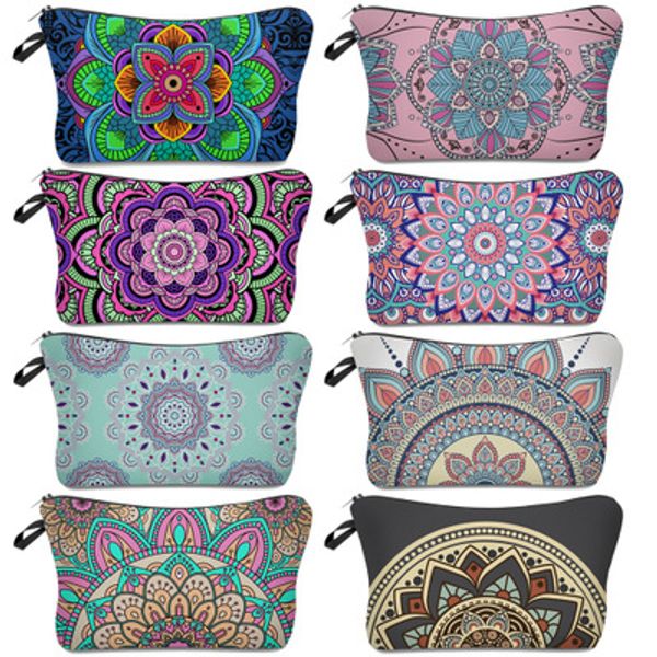 Bohemia Mandala Floral 3D Print Cosmetic Bags Women Travel Makeup Case Borsa da donna con cerniera Borsa cosmetica Borsa stampata a fiori