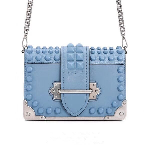 

female rivet bag tide han edition style oblique single genuine leather handbag shoulder bag, small bread chain joker a designer shoulder bag