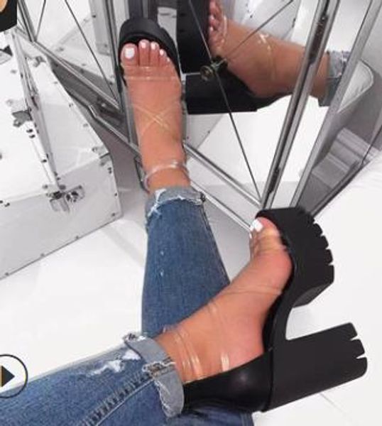 

women's sandals 2020 summer newset women's shoes fashion waterproof platform high-heeled sandals women, Black