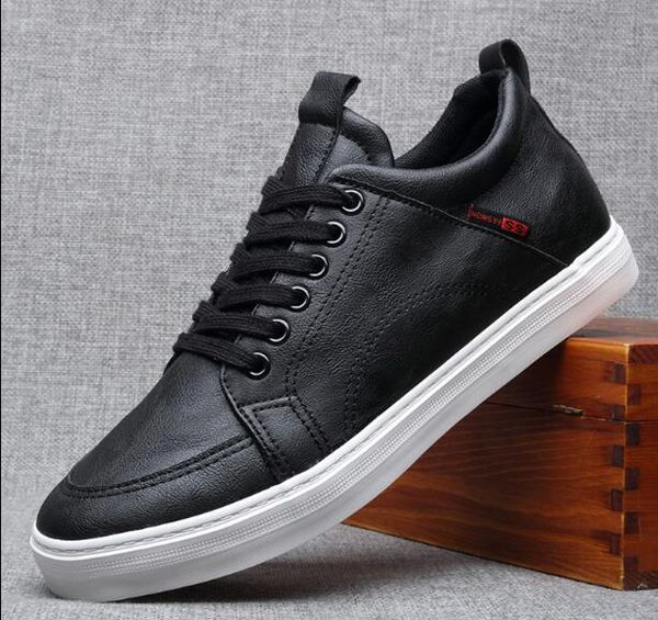 

brand new spring autumn men shoes street fashion lace up man leather casual shoes men loafers flat shoes, Black
