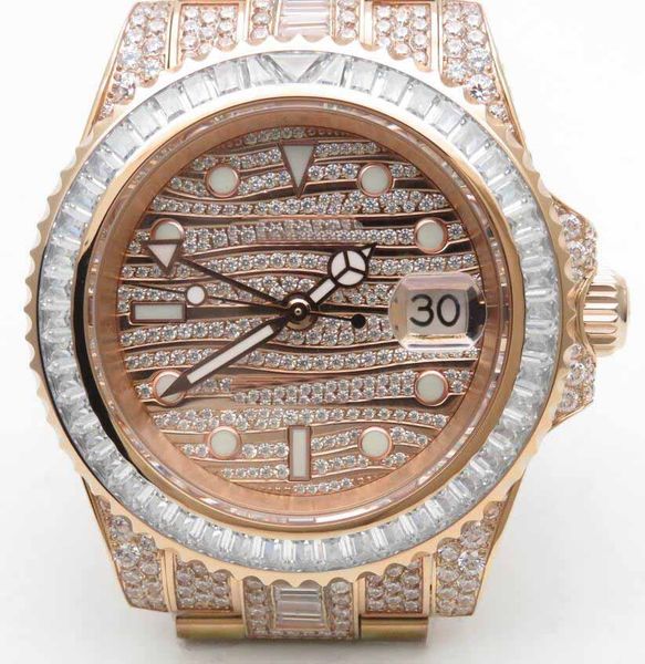 

40mm mens basel world tw factory eta 2836 watches full diamonds encrusted bezel encrusted wavy dial men sport automatic wristwatches, Slivery;brown