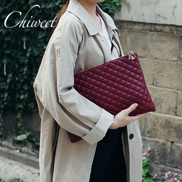 

women bag solid plaid envelope clutch female large casual bag classic quilted purses handbags