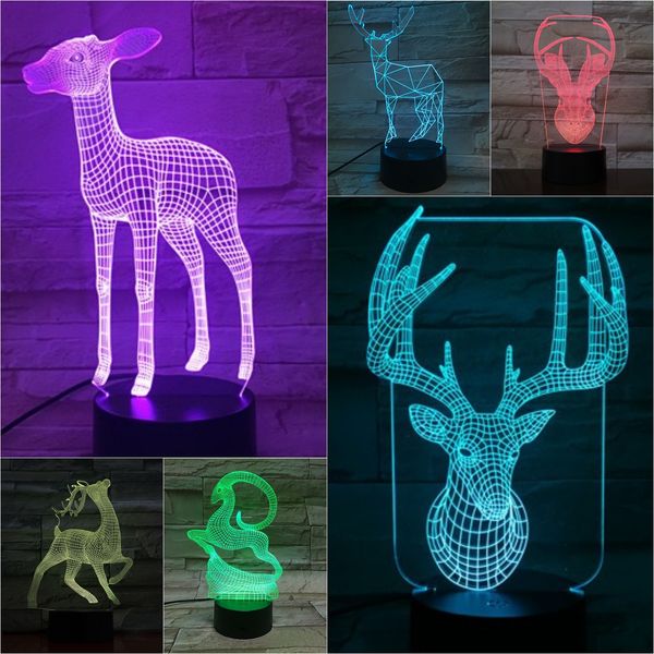 

christmas deer table lamp bedroom touch sensor rgb reindeer decorative 3d lamp child kids kit gift sika deer night light led elk