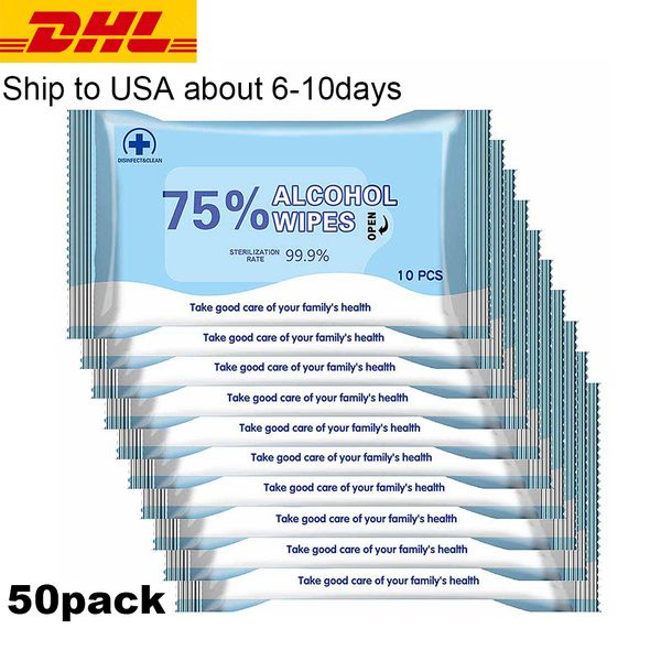 

10 листов / пакет влажные салфетки дезинфекция портативный 75% спирт колодки салфетки тампоны антисептическое моющее средство стерилизация о