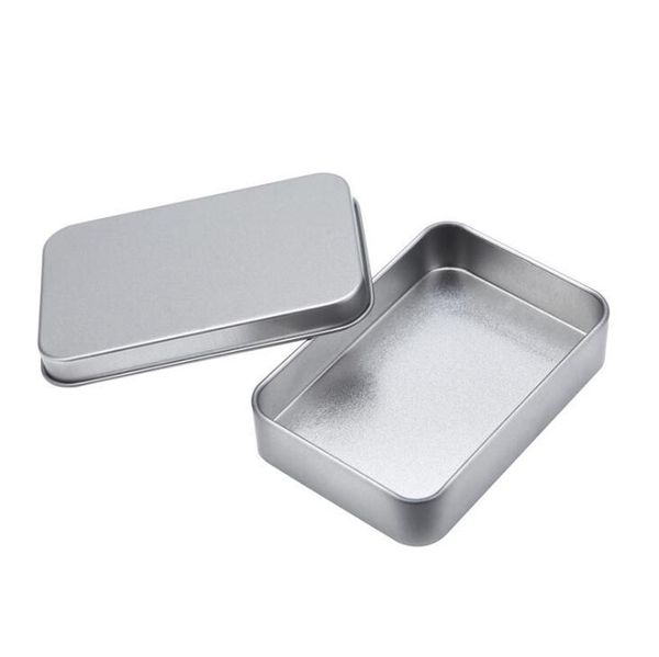 200 pcs Atacado 88 * 60 * 18mm silver color Rectangulo caixa de estanho, plain metal candy gift box sem impressão LX1474