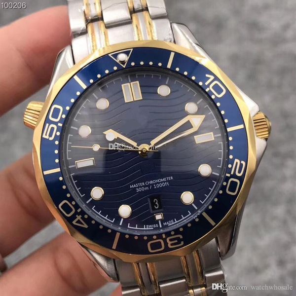 

2019 newly listed 007 james blue grey face sea 42mm dial mens watch seven style stainless steel automatic movement men's higt watch, Slivery;brown