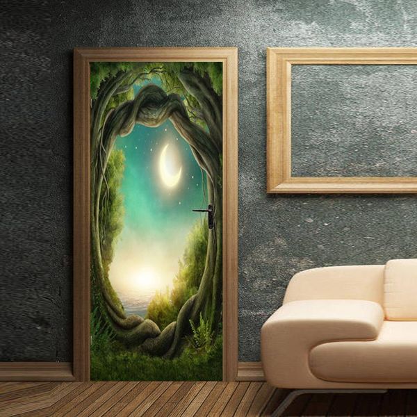 

gate three-dimensional sticker 3d simulation the door is stuck can shift stickers bedroom a living room diy wallpaper mt016