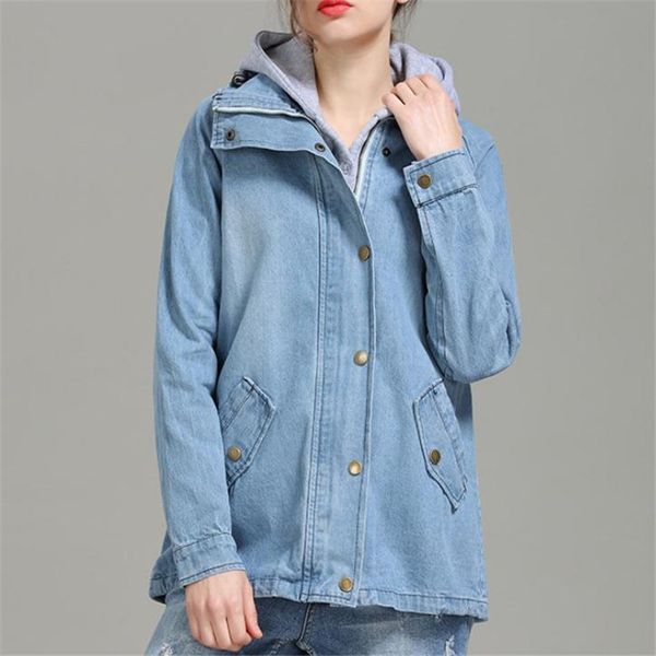 

5xl 6xl large-size spring and autumn women's jeans jacket fashion leisure loose and visible thin windbreaker jacket hooded, Tan;black