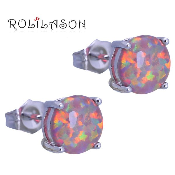 

rolilason стиль партии оранжевый огненный опал стерлингового серебра 925 штампованные серьги стержня ювелирные изделия опал ювелирные издели, Golden;silver