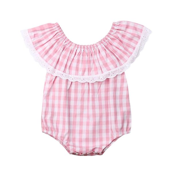 

new summer newborn infant kids baby girl plaids bodysuits jumpsuit playsuit clothes, Blue