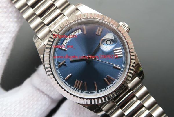 

luxury men's automatic sapphire watches blue dial 41mm men full steel day date ii watch mens 228239 wristwatches, Slivery;brown