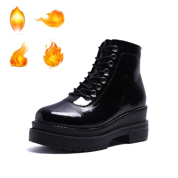 

new motorcycle boots for sheepskin leather winter waterproof women snow boots women fashion boots motorcycle shoes new, Black