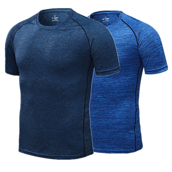 

men's quick dry running t-shirts, fitness short sleeve compression shirts, bodybuilding gym t-shirt, men's soccer sportswear, Black;blue
