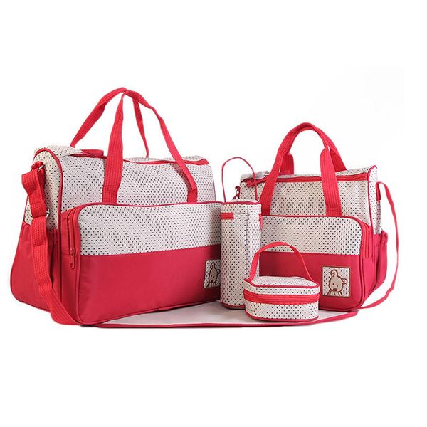 

5pcs/set multifunction baby diaper bag suits for mom baby bottle holder mother mummy stroller maternity nappy bags sets