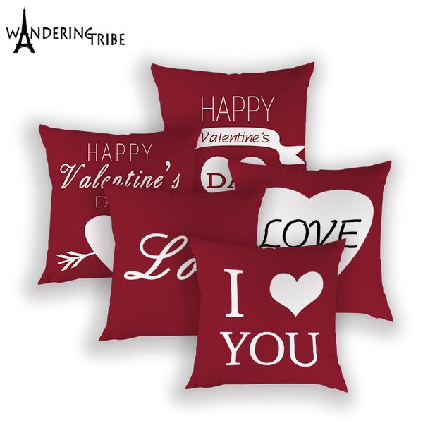 

valentine's day decoration pillows cases red rose cushion cover polyester pillow case love gift cushions covers home pillow case