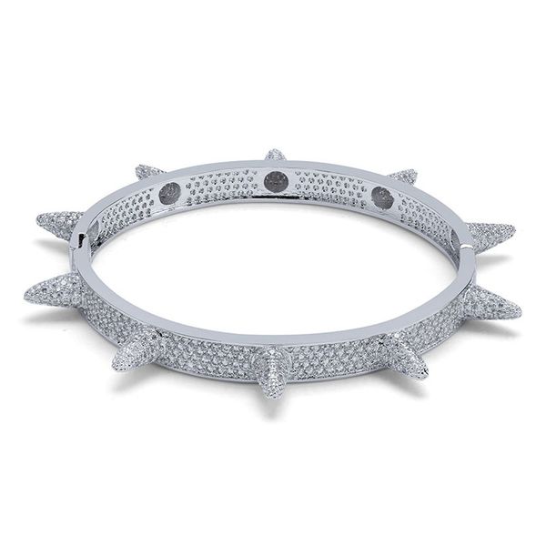 

spikes rivet stud mens charm bracelets bangle iced out gold silver color bracelets hip hop/punk gothic bling jewelry, Black