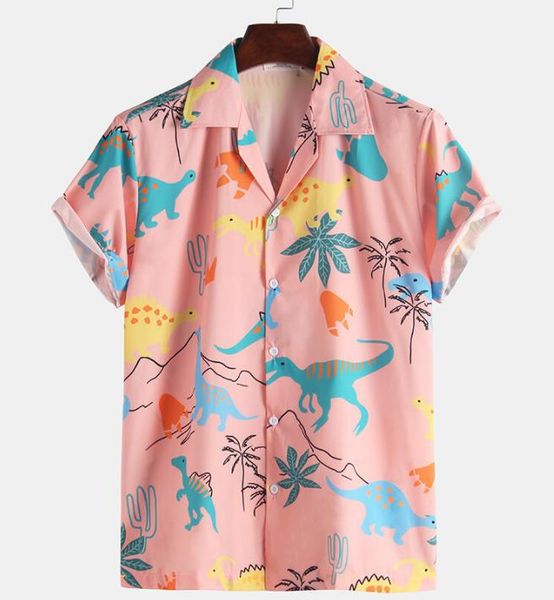 

summer mens designer shirt casual beach printed lapel neck shirts short sleeved single breasted male clothing, White;black