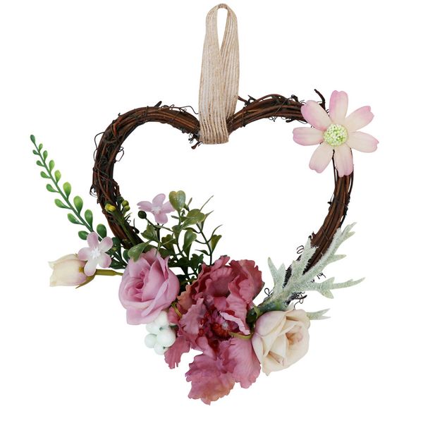 

wedding l rattan hanging garland heart shape wreath home decoration artificial rose festive ornament party with rope wall