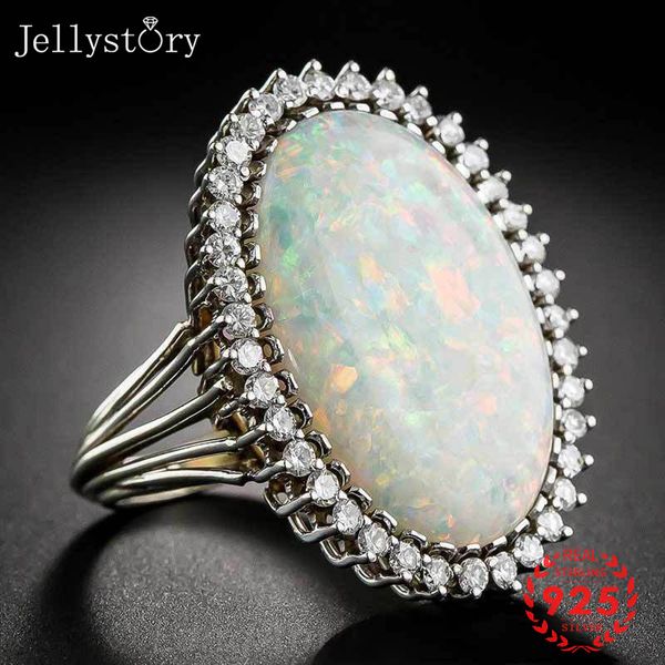 

jellystory модные серебро 925 кольцо ювелирных изделий овальной форма opal циркон gemstone кольцо для женщин свадеб подарков оптовой размер, Golden;silver