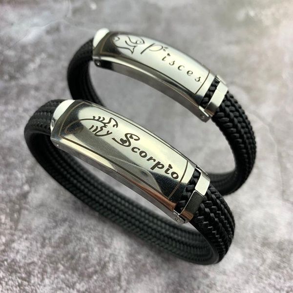 

2020 new creative fashion silicone bracelet twelve constellations titanium steel bracelet factory direct wholesale, Golden;silver