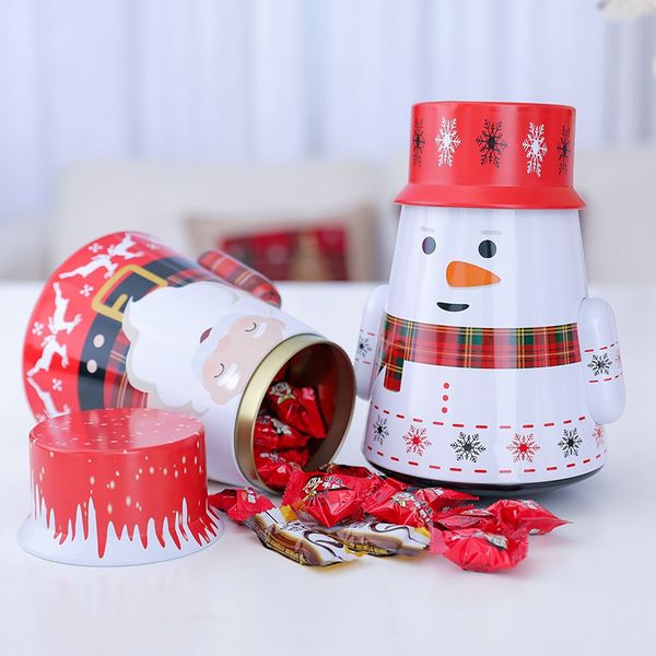 

christmas iron candy gift tin box kids mailbox case christmas santa claus snowman printed sealed jar packing boxes
