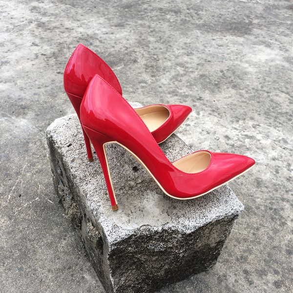 

2019 бесплатная доставка мода женщины леди красный d'orsay лакированная кожа острым носом туфли на каблуках туфли на шпильках туфли на высок, Black