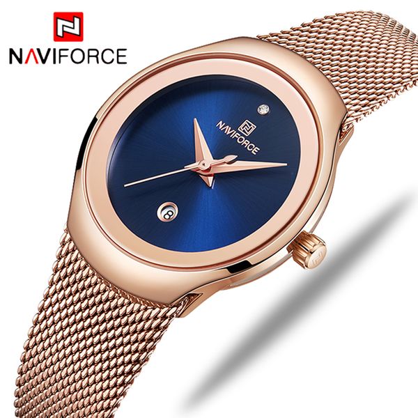 

naviforce luxury brand watch women fashion dress quartz watch ladies full steel mesh strap waterproof watches relogio feminino, Slivery;brown