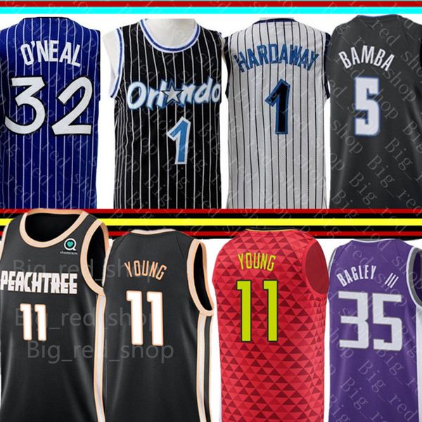 

anfernee retro hardaway shaquille 32 o'neal jersey ncaa hawk trae 11 young marvin 35 bagley iii basketball jerseys, Black;red