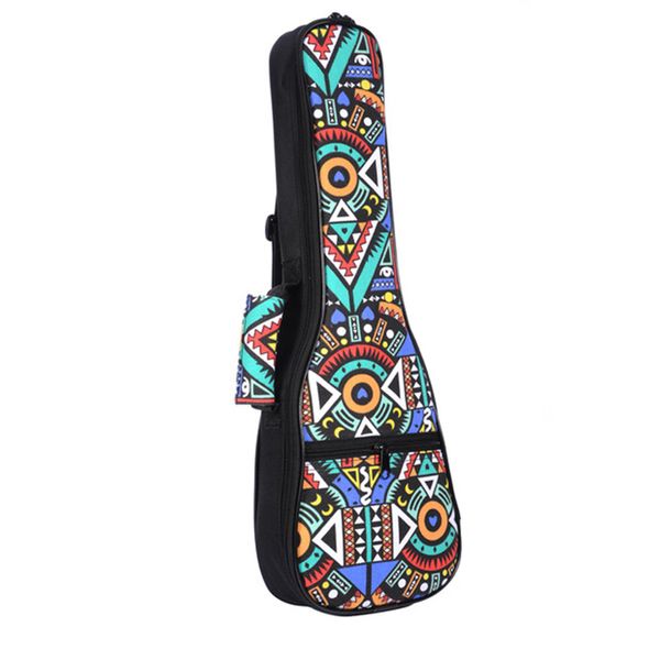 

double strap hand folk ukulele carry bag cotton padded case for ukulele guitar parts accessories,blue-graffiti