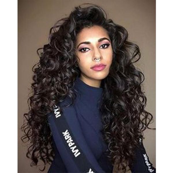 

13*4 lace front human hair wigs for black woman long curly peruvian remy hair pre plucked hairline lace frontal wigs