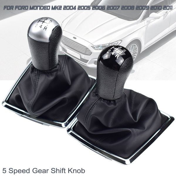 

abs plastic car styling 5 speed manual stick gear shift lever shifter knob gaiter boot for mondeo 2 2004-2011 mustang