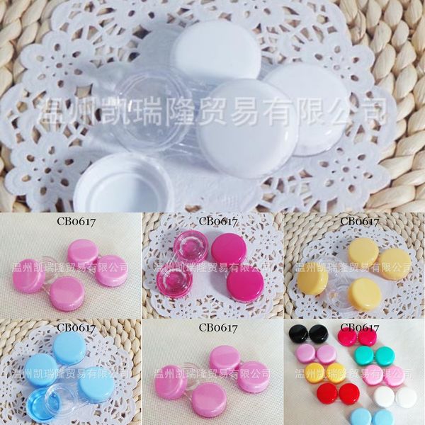 

xcjec cb0617 transparent contact lenses case case flat glasses color flat contact lenses invisible glasses round smooth double-joint box wat, Blue