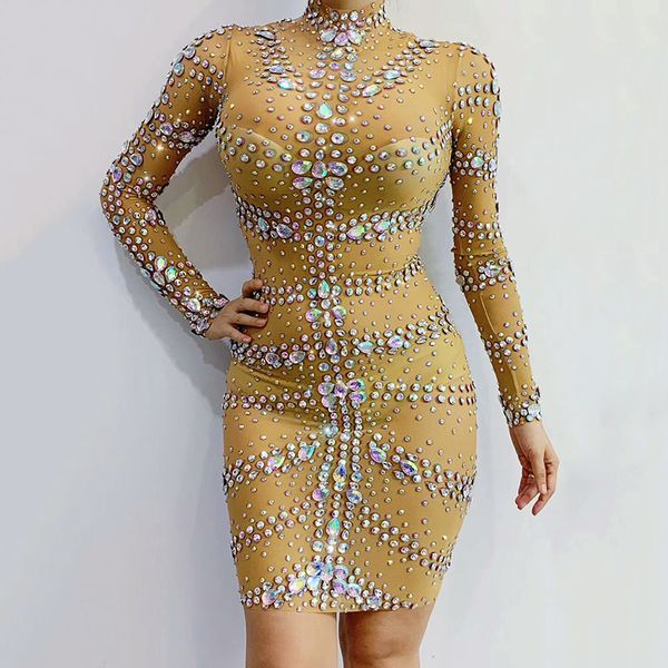 

shiny rhinestones ds bar night birthday celebrate prom transparent dance female dancer dress stage outfit singer dress 2020, Black;red