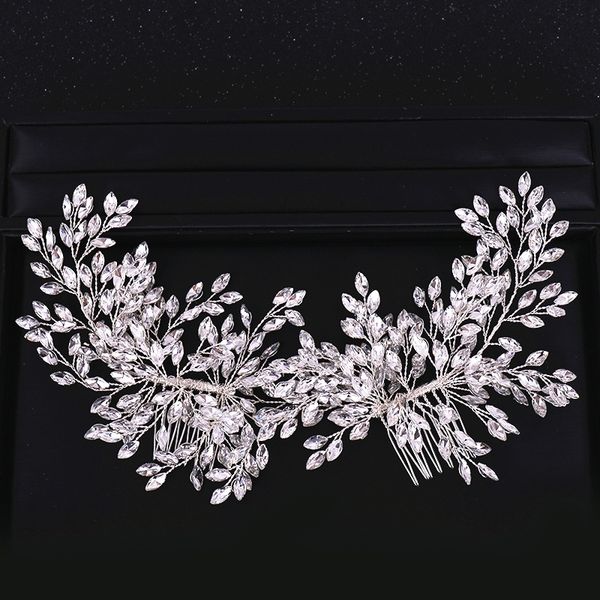 

double bridal headband accessories crystal rhinestone comb hairband wedding hair jewelry cx200704, Slivery;golden