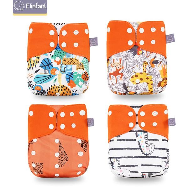 

elinfant 4pcs/set washable reusable coffee mesh baby cloth diaper cover adjustable nappy cloth pocket diaper