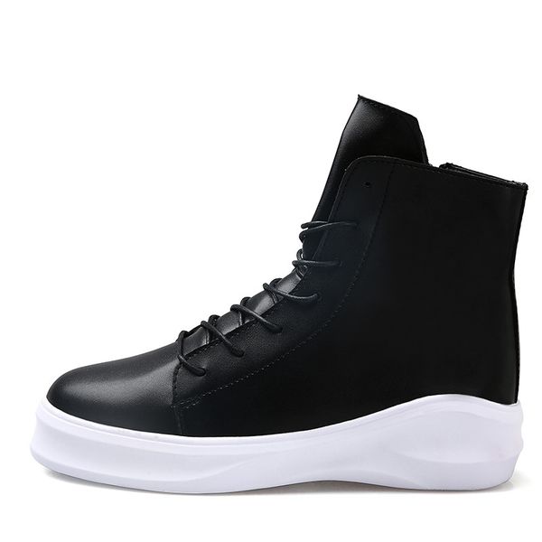 

new thick sole men casual shoes high lace up trending man leisure black leather shoes hip hop zapatos mens white leather sneakers