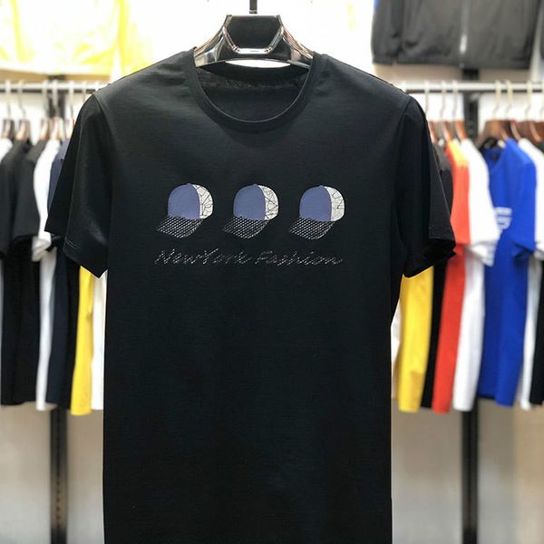 

designer summer new men's t-shirt cross-border tide brand hat youth wild round neck brand short-sleeved t-shirt printing -4xl, White;black