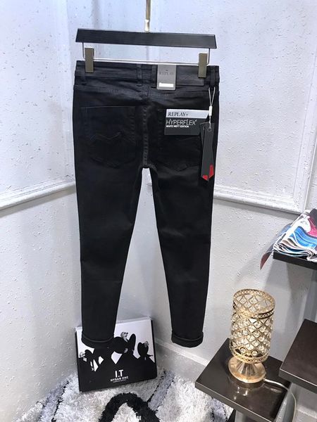 

new style fashion men's simple summer light weight repl4 jeans men's fashion casual solid classic straight denim designer jeans si, Blue