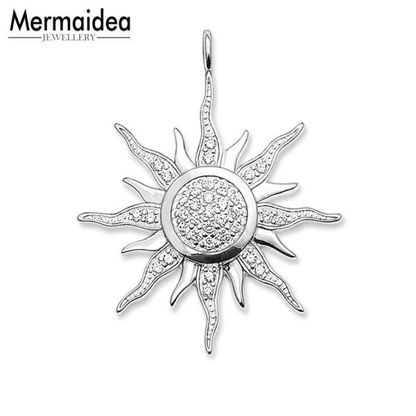 

кулон солнце белый cz проложить бренда 2019 новая мода ювелирные изделия бижутерии богемия стиль стерлингового серебра 925 подарок для женщи, Silver