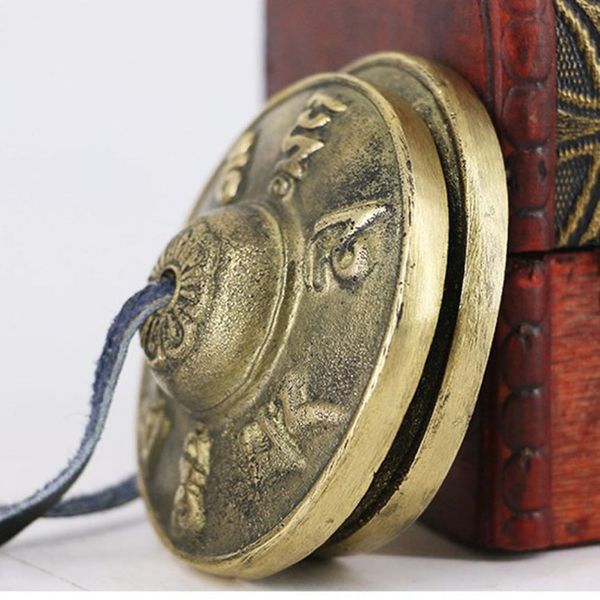 

2.6in/6.5cm handcrafted tibetan meditation tingsha cymbal bell with buddhist the eight auspicious symbols lucky symbols hot