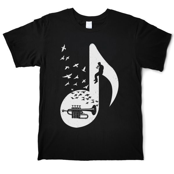 

musical piccolo trumpet funny t shirt music men's cotton street jazz t-shirts crew neck short sleeve fashion tees shirt casual print, White;black