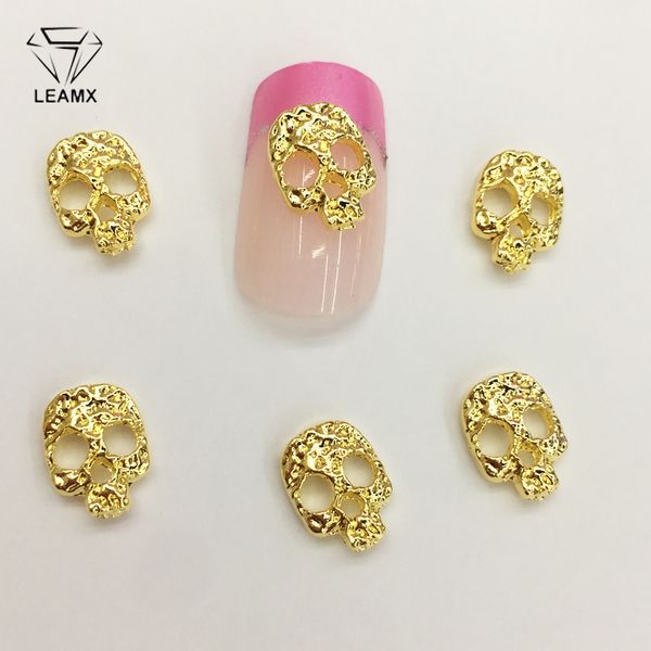 

leamx 50pcs/bag 3d nail art halloween rhinestones decoration metal skull charms jewelry diy beauty nail accessories supplies, Silver;gold