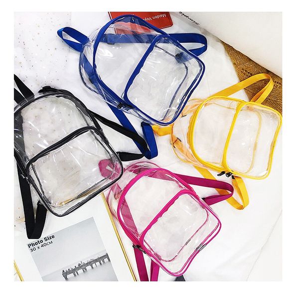 

clear transparent pvc backpack women schoolbags teen girls candy color jelly bags bookbag ladytravel backpack crystal beach bags