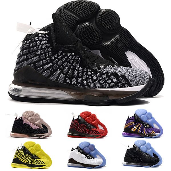 

2019 new james mens basketball shoes equality oreo bred lebron 17 battleknit designer cushion baskets sports sneaker men trainers, Black