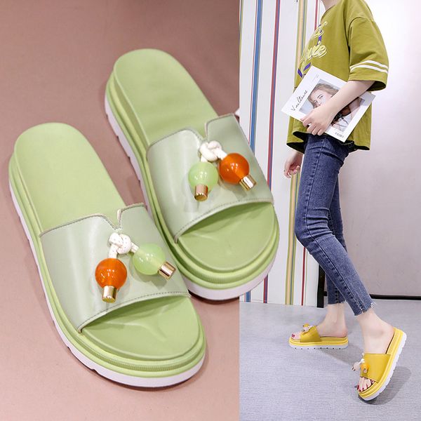 

female shoes house slippers platform rubber flip flops summer woman slides med fashion lady 2020 soft hawaiian beach flat, Black
