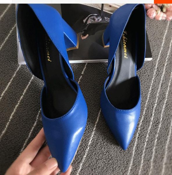 

2019 women's shoes in spring and autumn with new style middle heel coarse heel pointed end @189, Black