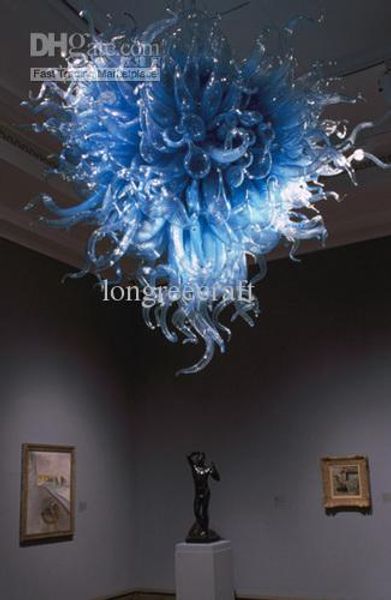 

contemporary romantic blue ceiling art lightings 60 inches handcraft blown glass chandelier art chandeliers- girban brand