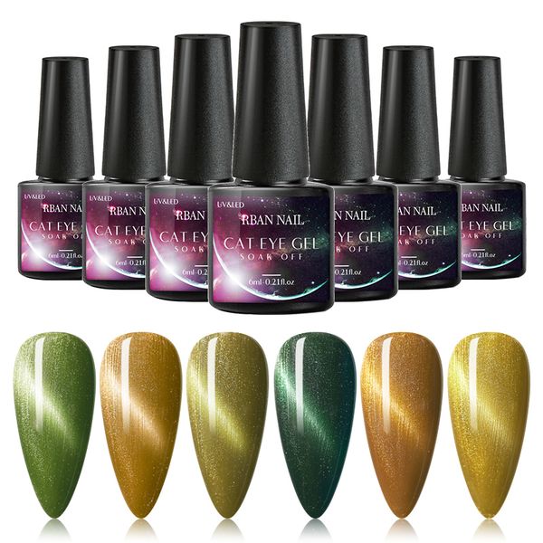 

rban nail 6ml cat eye nail gel polish chameleon magnetic uv gel varnish yellow green 3d soak off uv led art lacquer, Red;pink