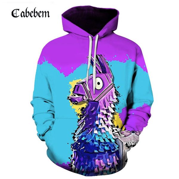 

fashion trend men women hoodies painting donkey 3d digital print sweatshirt men casual harajuku long-sleeved pocket pullover, Black