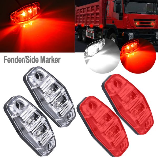 

2pcs 12v 24v car truck led side marker lights clearance light warning tail lamp for auto trailer lorry external lamps white red